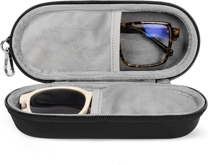 Double Eyeglasses Case, Dual Glasses Sunglasses Organizer with Zipper Closure, Eyewear Storage Bo... | Amazon (US)