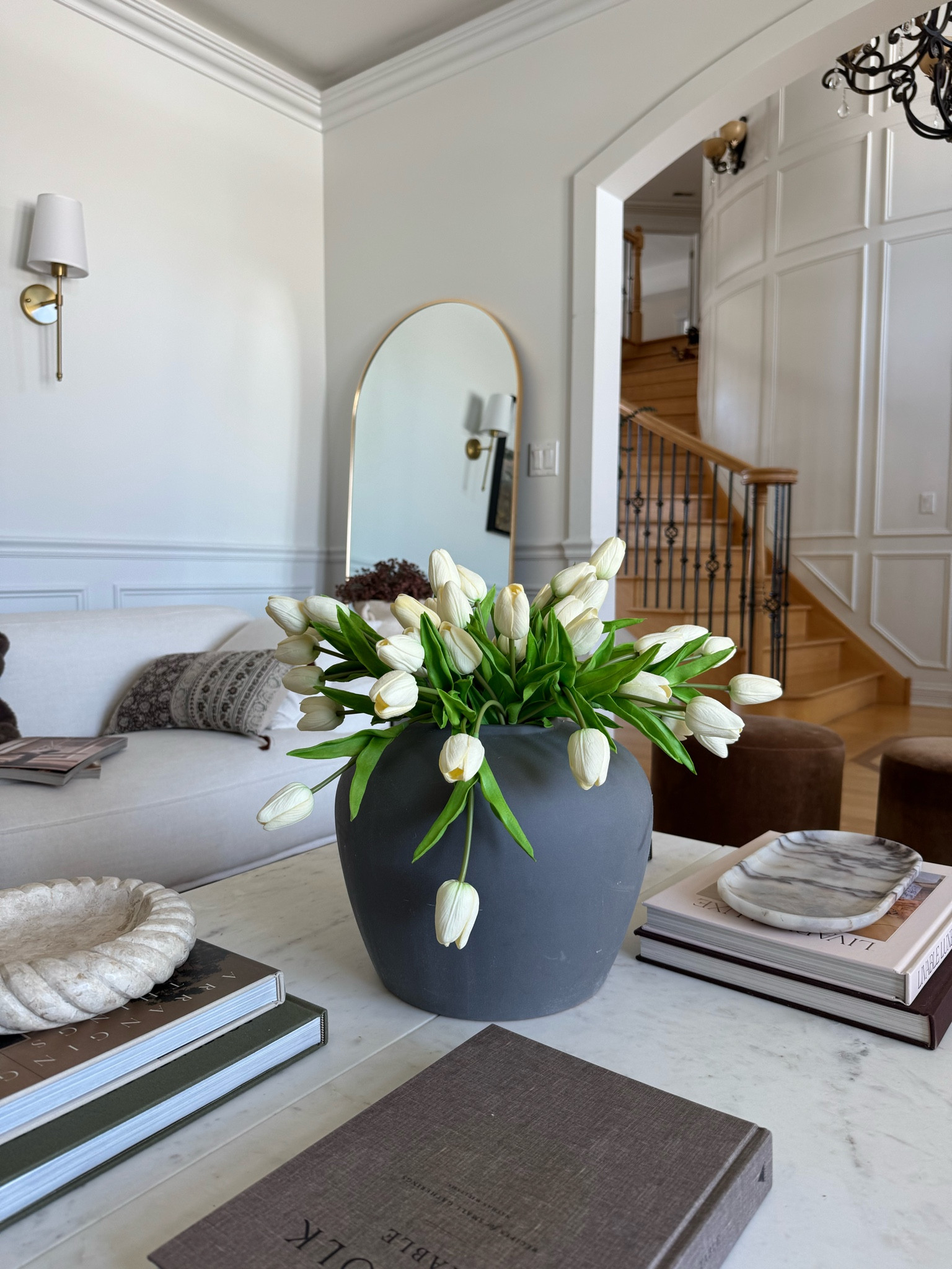 The prettiest faux tulips! They are my favorite and look so realistic. @amazon #amazon #fauxtulips #springflorals #spring #coffeetable 

#LTKStyleTip #LTKHome #LTKFindsUnder50