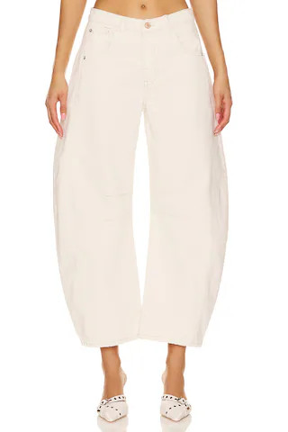 Free People x We The Free Good Luck Mid Rise Barrel Jeans in Milk from Revolve.com | Revolve Clothing (Global)