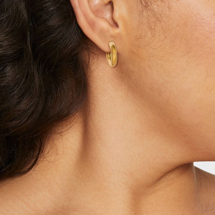 14K Gold Plated Tube Hoop Post Drop Earrings - A New Day™ | Target