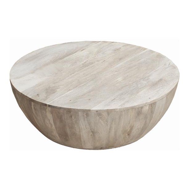 The Urban Port 35.5" Round Modern Style Wood Coffee Table in Washed Light Brown - Walmart.com | Walmart (US)