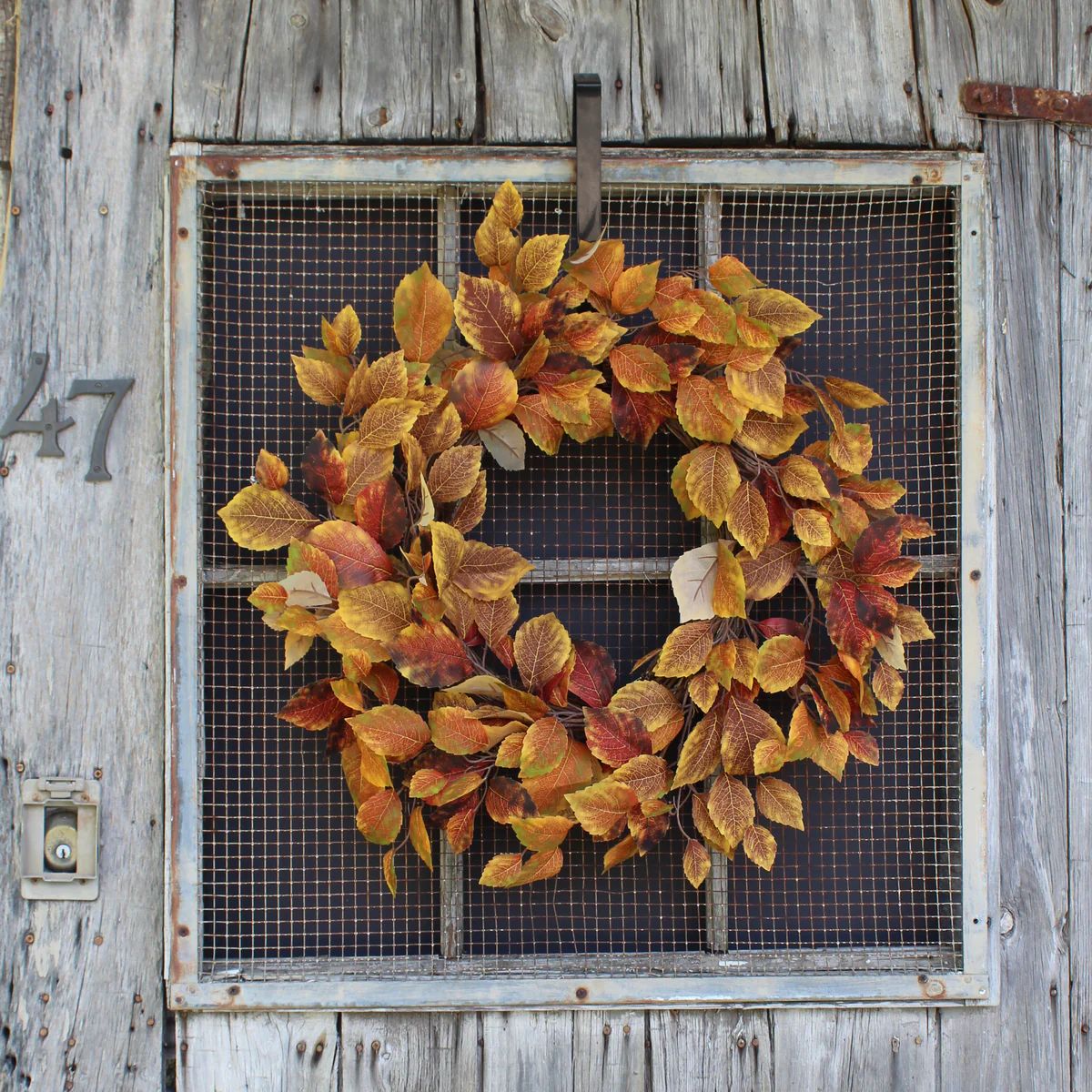 Golden Yellow & Brown Birch Leaf Fall Front Door Wreath 22" | Darby Creek Trading