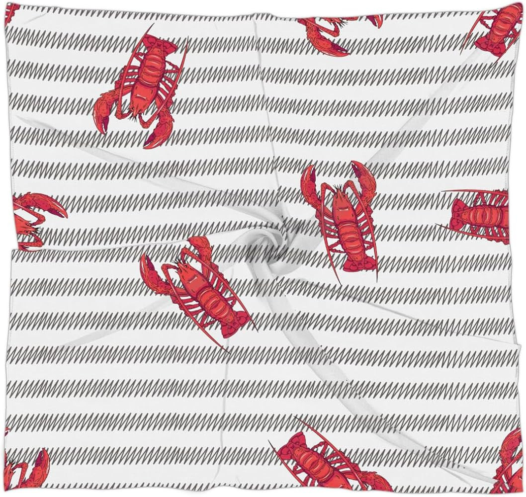 Strips Lobster Head Scarf for Women 23.6 Inch Fashion Bandana Lightweight Square Silk Like Hair S... | Amazon (US)