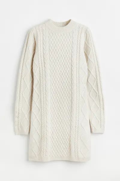 Cable-knit Dress - Natural white - Ladies | H&M US | H&M (US)