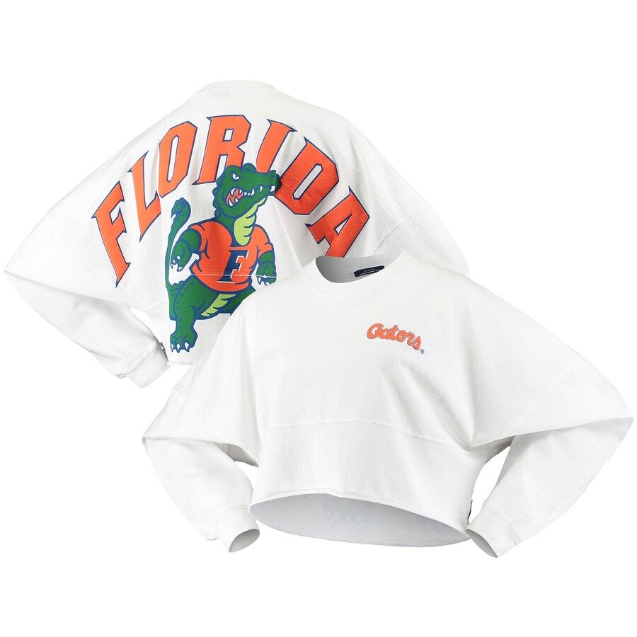 Florida Gators Women's Raw Hem Cropped Spirit Jersey Long Sleeve T-Shirt - White | Fanatics