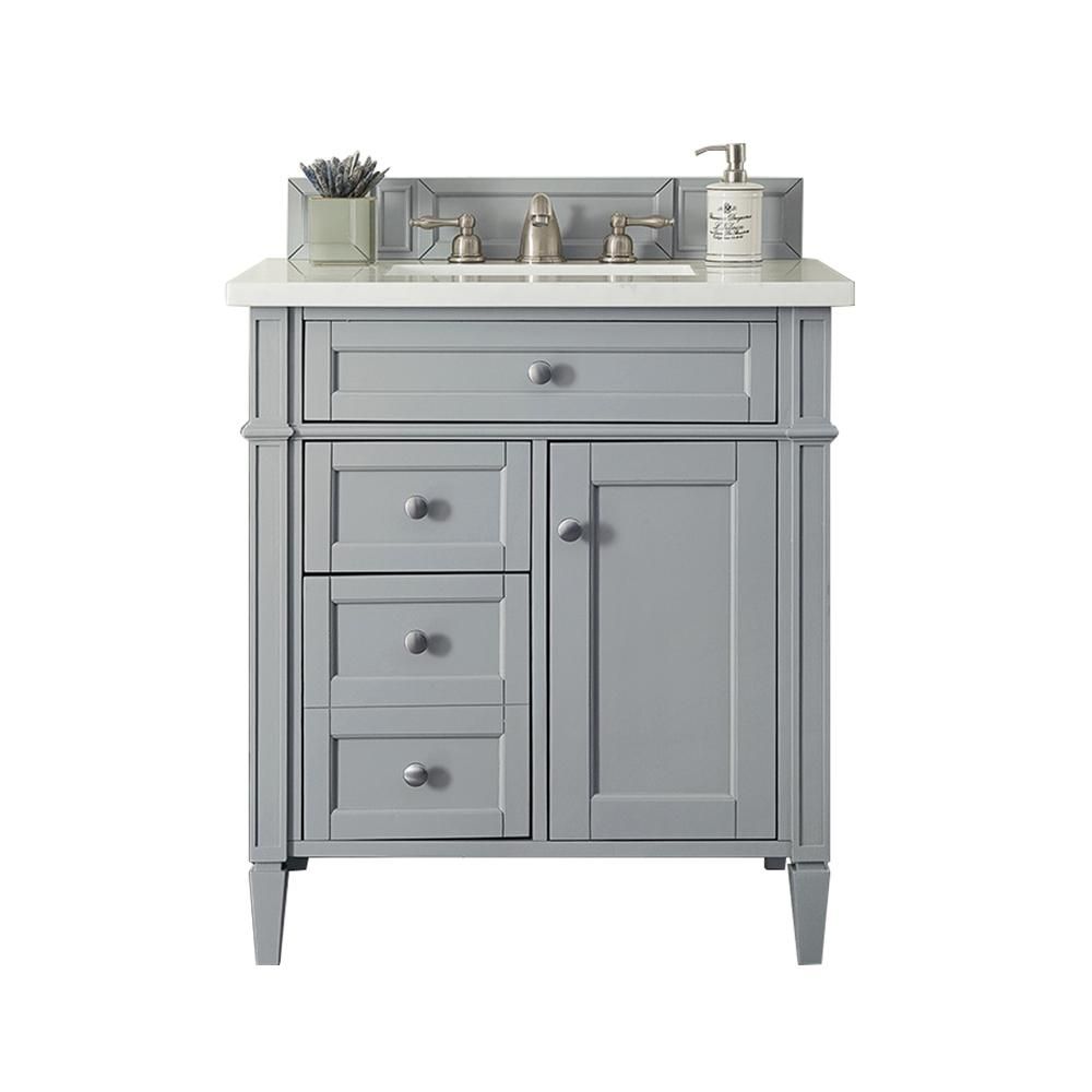 James Martin Vanities Brittany 30 in. W Single Bath Vanity in Urban Gray with Marble Vanity Top i... | The Home Depot