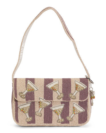 Beaded Margarita Flap Over Shoulder Bag For Women, Leather | TJ Maxx