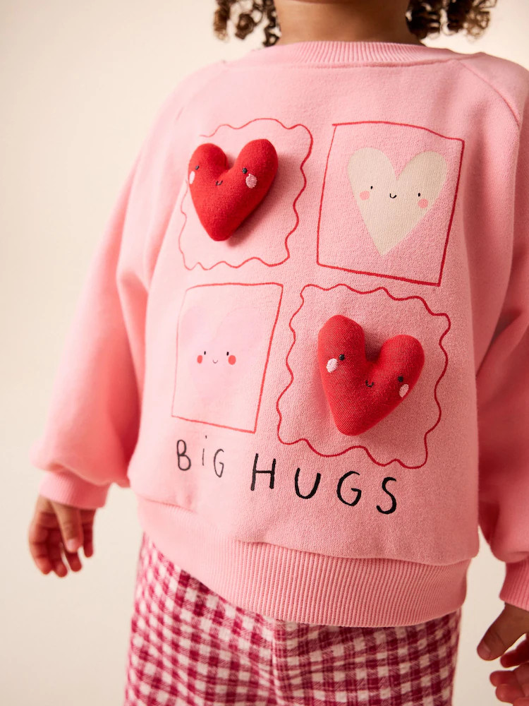 Pink Heart Hey Hi Sweatshirt & Wide Leg Trousers Set (3mths-7yrs) | Next US