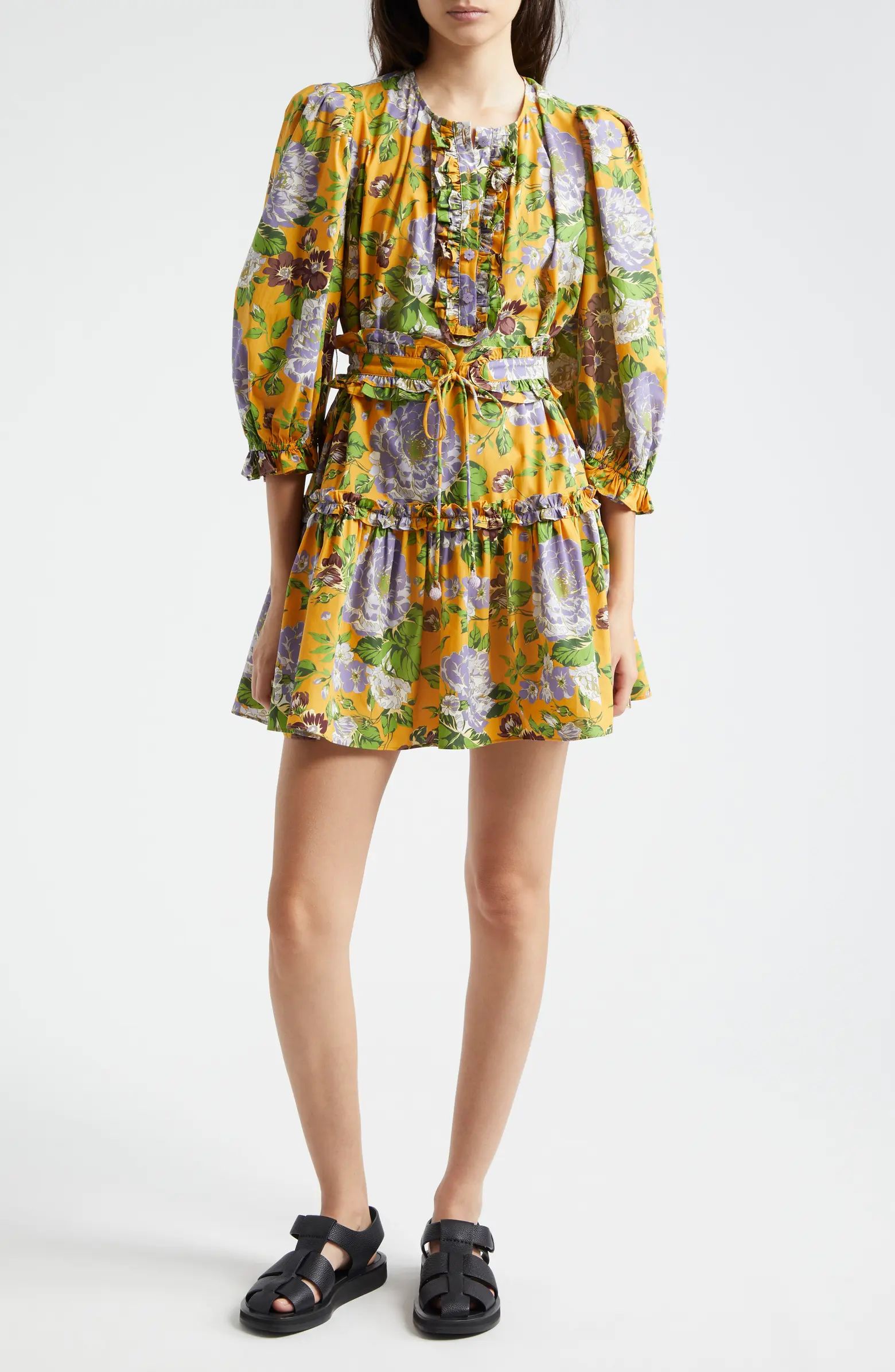 FARM Rio Floral Button Front Fit & Flare Minidress | Nordstrom | Nordstrom