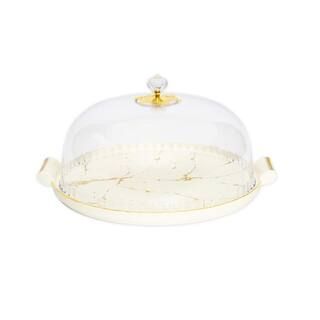 C T Classic Touch 11" White Porcelain Cake Dome with Gold Design WPC2091 - The Home Depot | The Home Depot