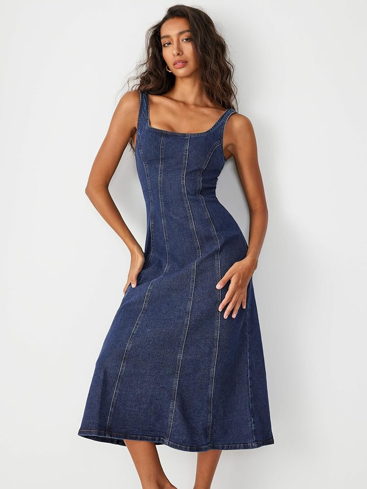 CIDER Denim Ruffle Cami Maxi Dress | Amazon (US)