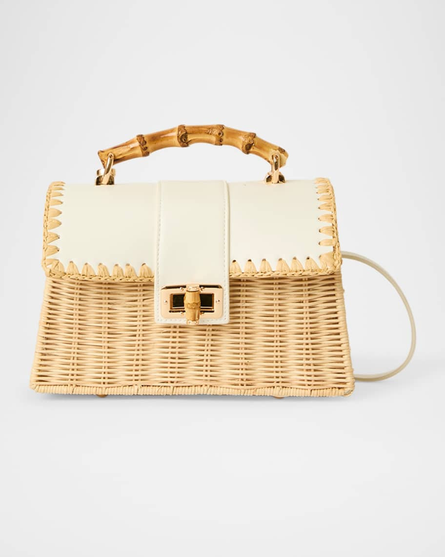 BTB Los Angeles Debon Rattan & Leather Shoulder Bag | Neiman Marcus