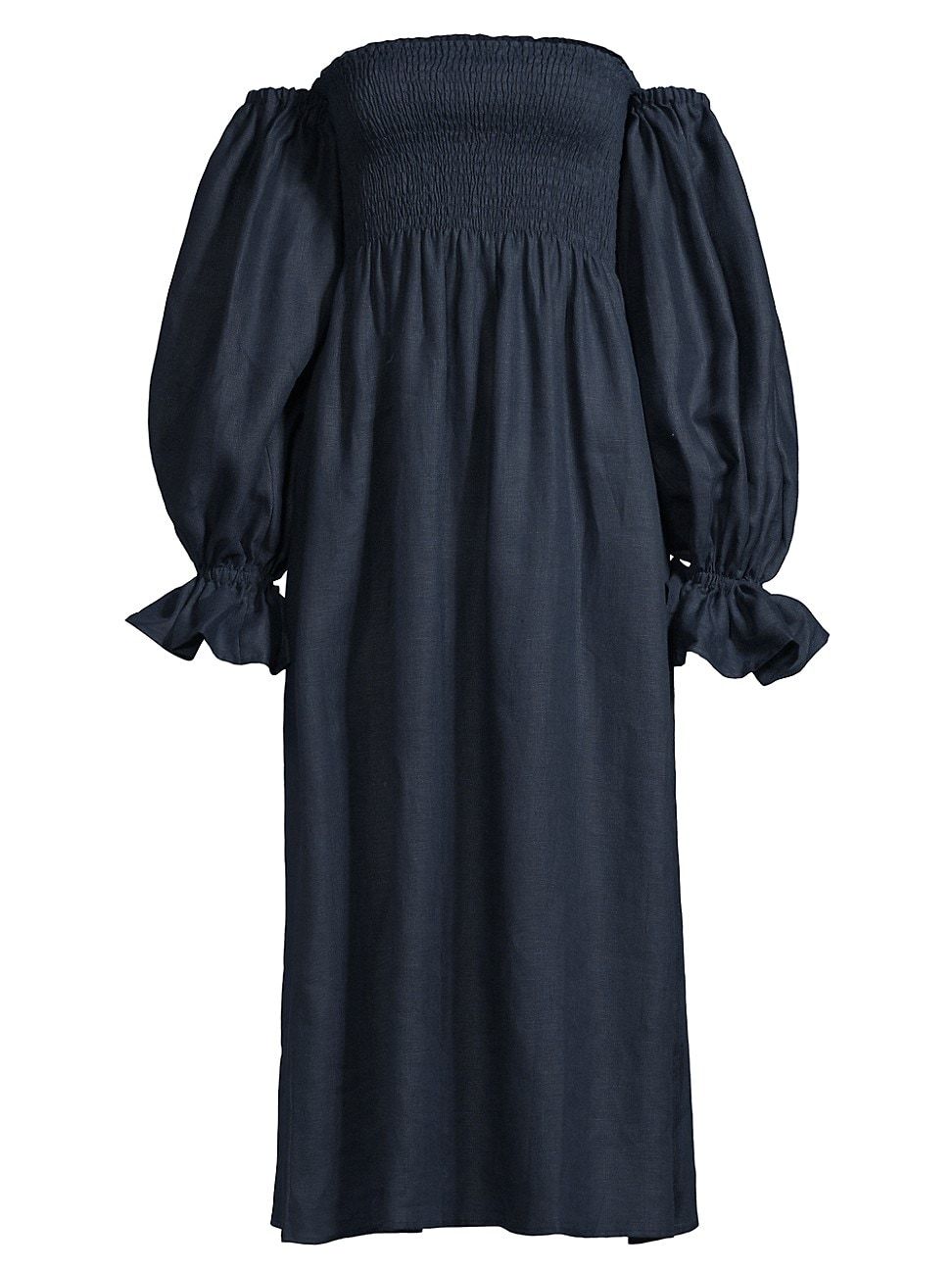 Women's Atlanda Off-The-Shoulder Linen Dress - Navy - Size XS - Navy - Size XS | Saks Fifth Avenue