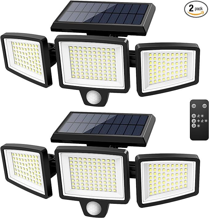 Tuffenough Solar Outdoor Lights 2500LM 210 LED Security Lights with Remote Control,3 Heads Motion... | Amazon (US)