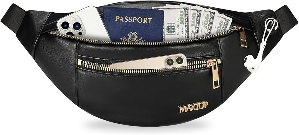 MAXTOP Large Crossbody Fanny Pack with 4-Zipper Pockets,Gifts for Enjoy Sports Festival Workout T... | Amazon (US)