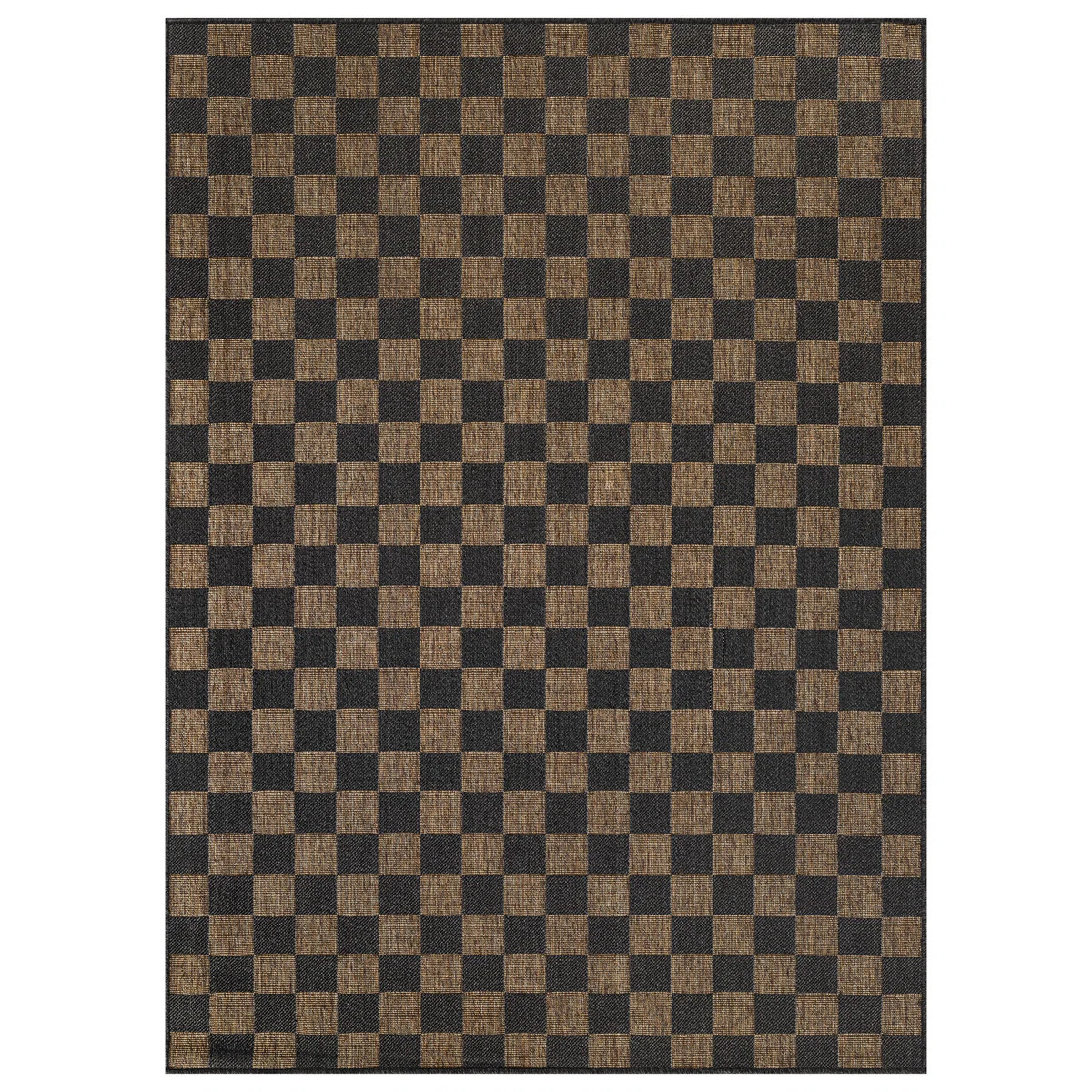 Checkered Dark Gray/Natural Easy-Care Jute-Style Indoor/Outdoor Flat Woven Area Rug | Wayfair North America