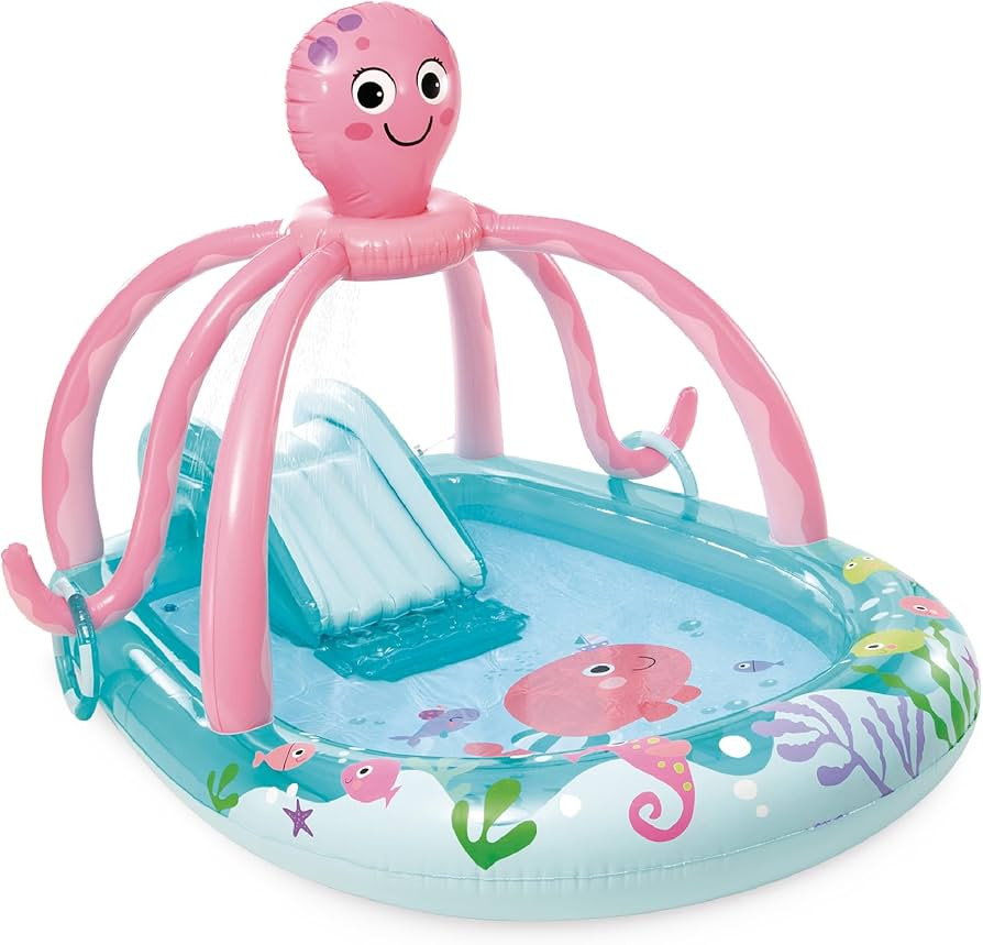 INTEX Friendly Octopus Inflatable Kiddie Pool: Inflatable Kids Pool with Water Sprayer and Slide ... | Amazon (US)