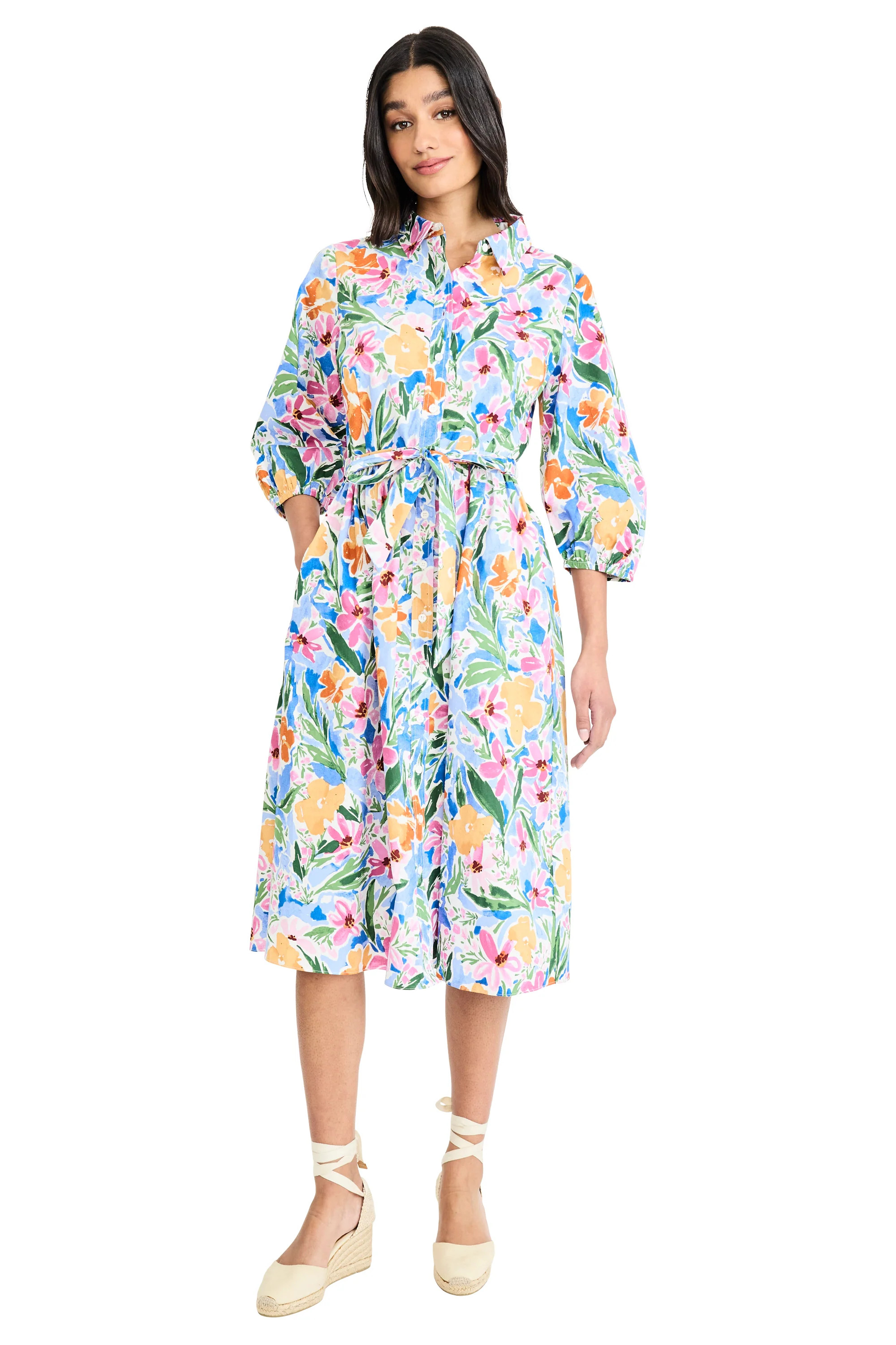 Gail Balloon Sleeve Shirtdress in Flower Blossom | Maggy London | Maggy London