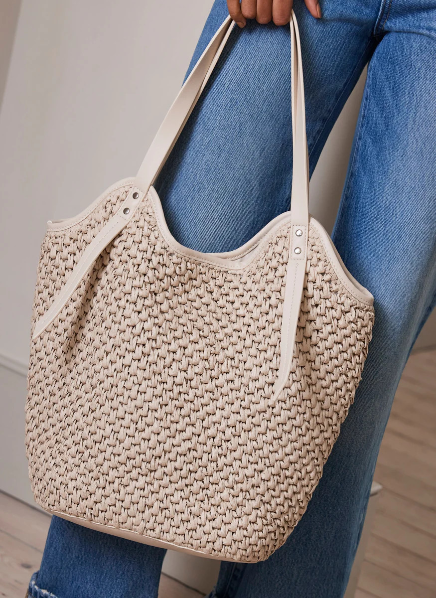 Neutral Woven Tote Bag | Mint Velvet