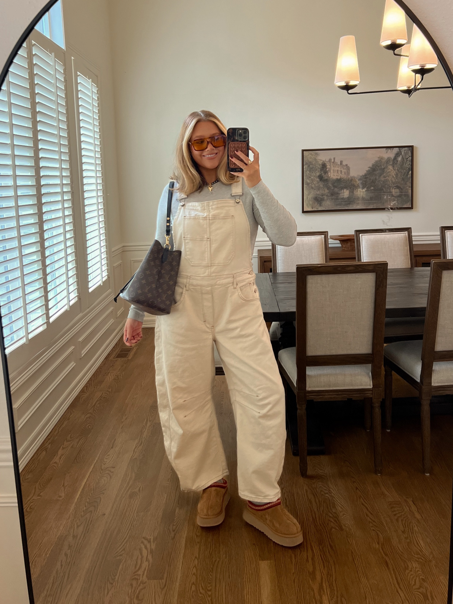 Overalls size large but I wish I would have done a medium it’s a little loose but still love them!!! Size M in Abercrombie long sleeve. Tts in uggs my fave style for three years now! Amazon sunnies 

#LTKShoeCrush #LTKSeasonal #LTKHoliday