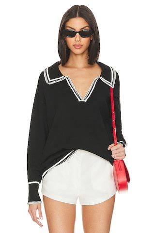 SNDYS Arlington Collared Sweater in Black & White from Revolve.com | Revolve Clothing (Global)