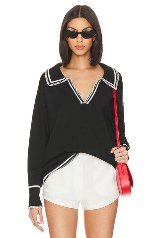 SNDYS Arlington Collared Sweater in Black & White from Revolve.com | Revolve Clothing (Global)