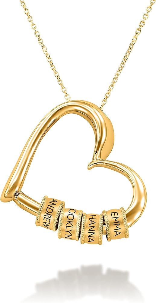 MyNameNecklace Personalized Charming Heart Necklace with Engraved Beads - Dainty Gift for Mom, Gr... | Amazon (US)