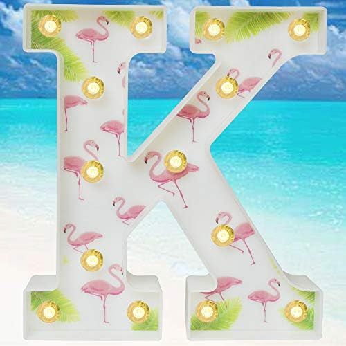 Pooqla Marquee Letters Tropical Luau Party Supplies Flamingos Palm Trees Painted LED Letter Sign Lig | Amazon (US)