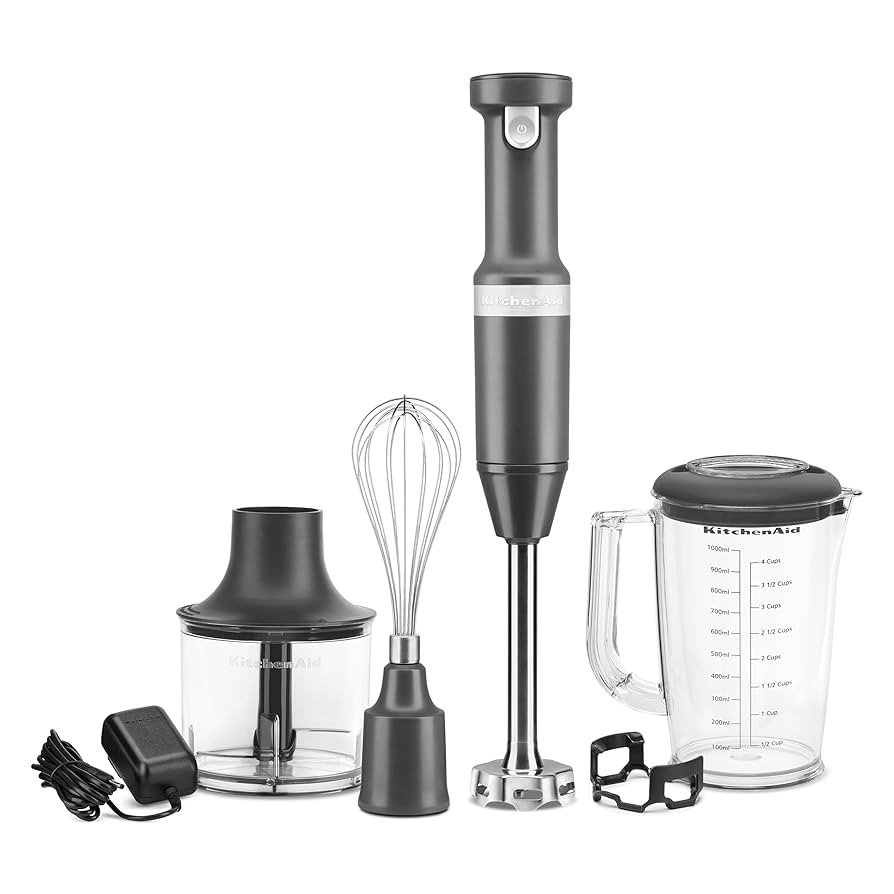 KitchenAid Cordless Variable Speed Hand Blender with Chopper and Whisk Attachment - KHBBV83, Matt... | Amazon (US)