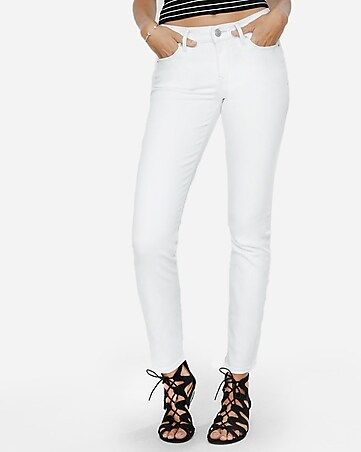 White Mid Rise Stretch Skinny Jeans | Express