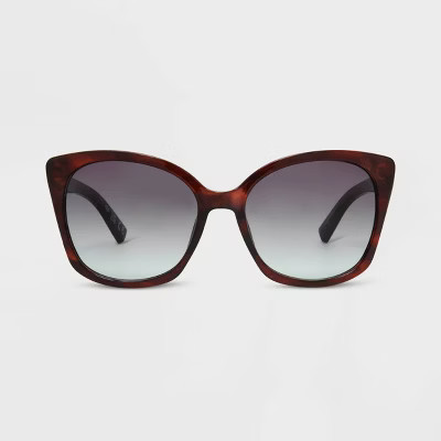 Women's Shiny Plastic Cateye Sunglasses with Gradient Lens - Universal Thread™ Brown/Tortoise P... | Target
