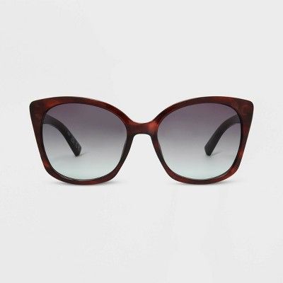 Women's Shiny Plastic Cateye Sunglasses with Gradient Lens - Universal Thread™ Brown/Tortoise P... | Target