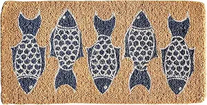 Creative Co-Op Natural Coir Doormat with Fish Images | Amazon (US)