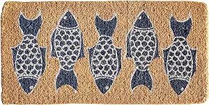 Creative Co-Op Natural Coir Doormat with Fish Images | Amazon (US)