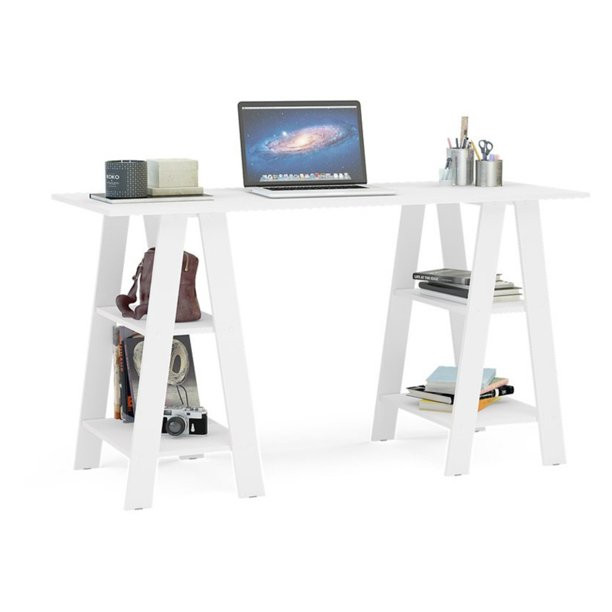 Boahaus Modern Computer Desk, 2 Bookcases, Modern White Finish | Walmart (US)