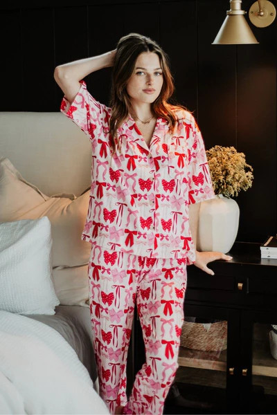 Pink & Red Coquette Bows Women's Pajama Pants Set | Katydid