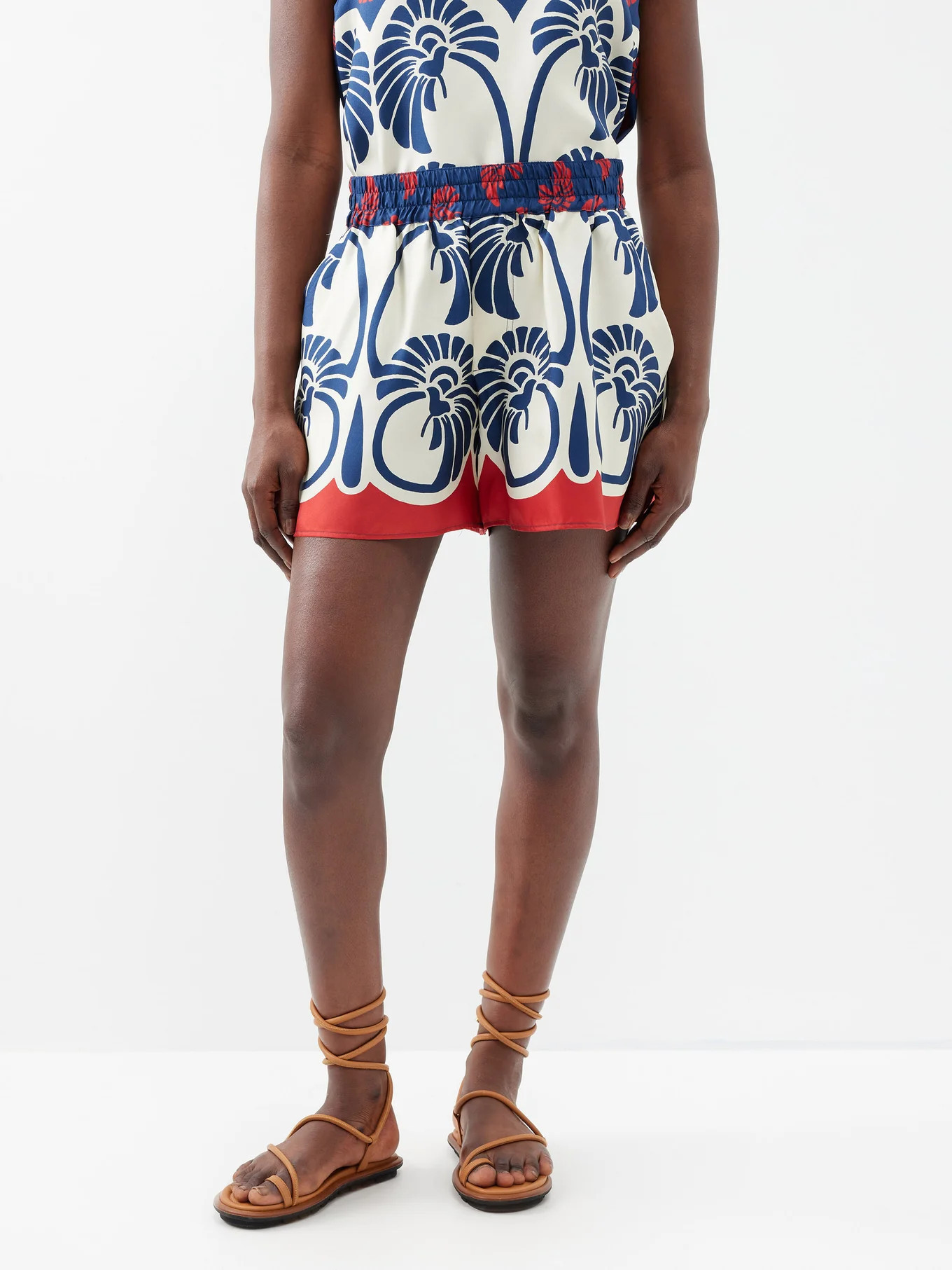 San Carlo palm-print silk-twill shorts | La DoubleJ | Matches (APAC)