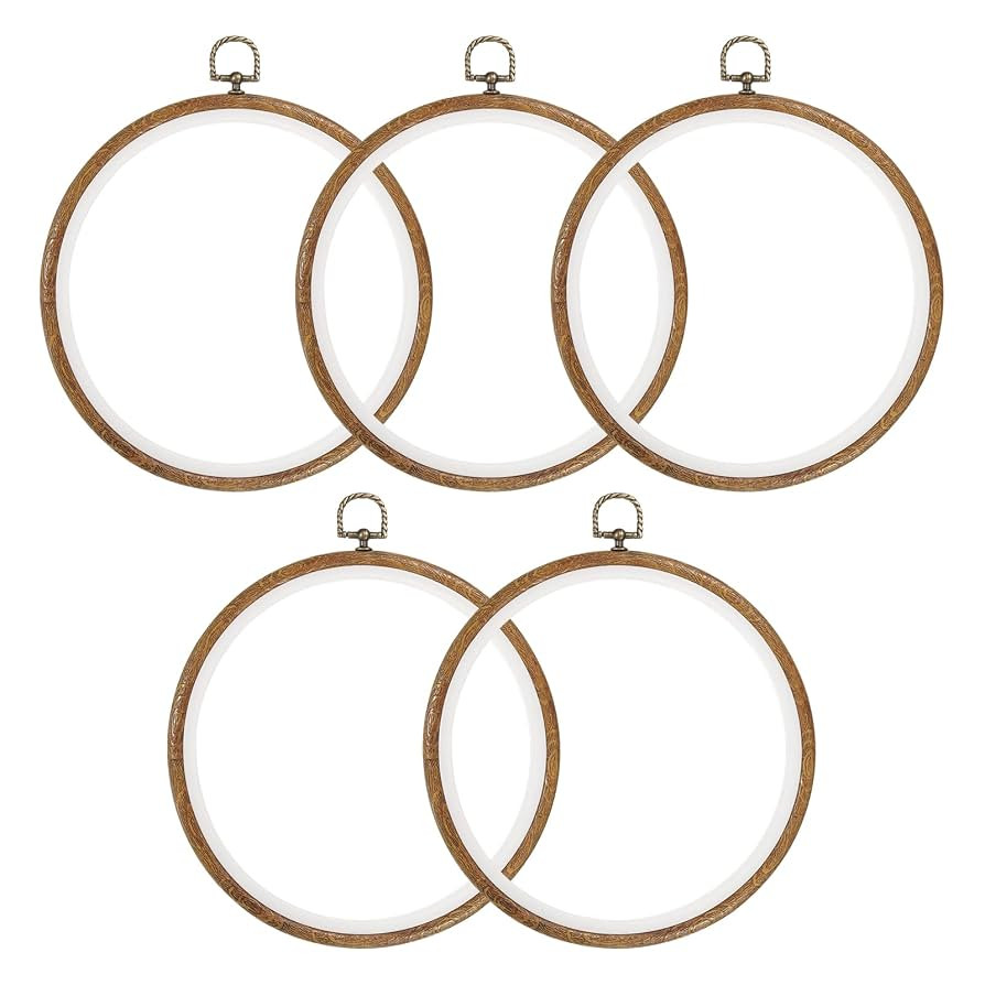 PATIKIL 5 Pieces 8 Inch Embroidery Hoops Frame Round Imitated Wood Circle Cross Stitch Hoop Ring ... | Amazon (US)