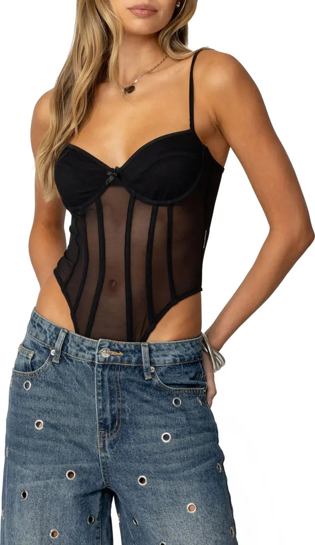 Jenia Bustier Mesh Bodysuit | Nordstrom