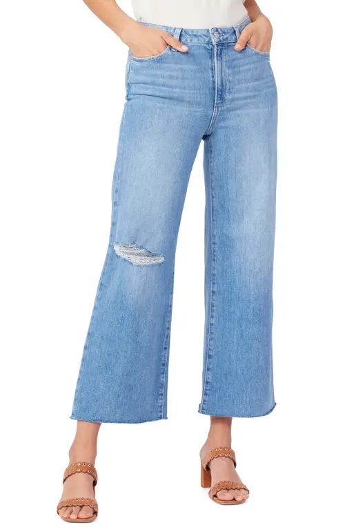 PAIGE Anessa Ripped High Waist Raw Hem Wide Leg Jeans in Kara Destructed at Nordstrom, Size 31 | Nordstrom