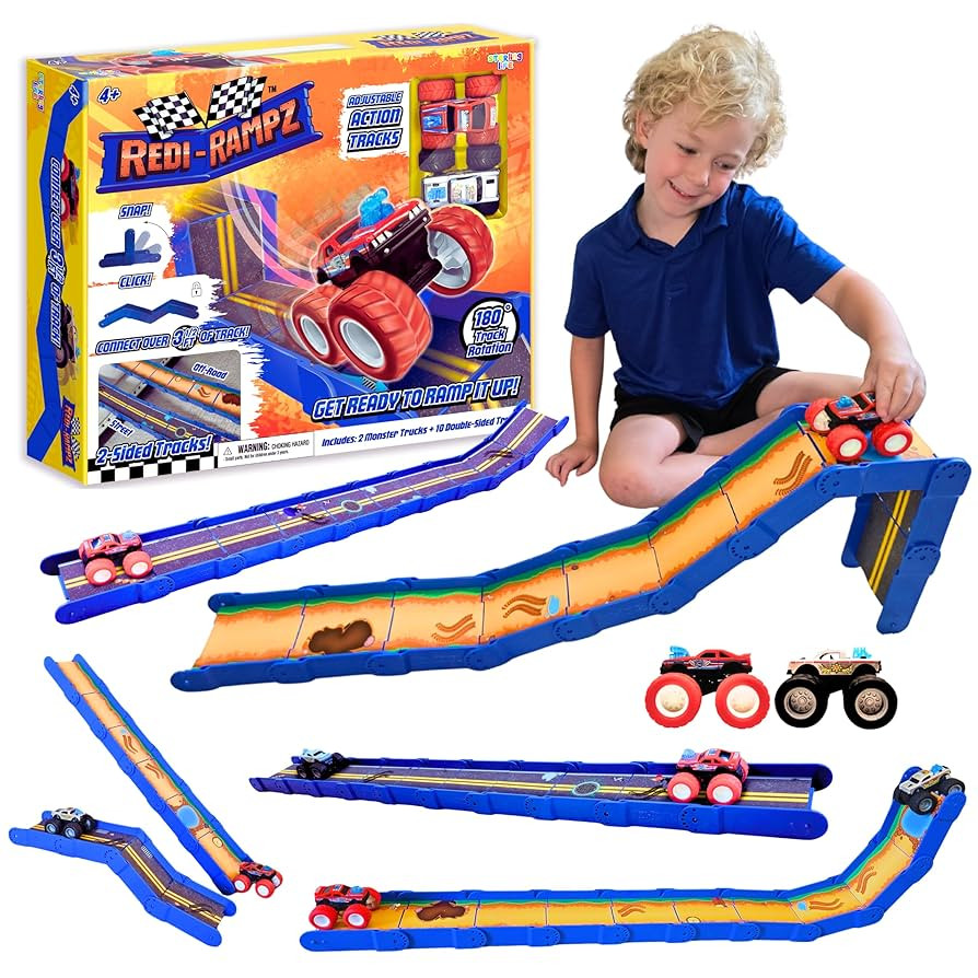 STEM Ramp Builder Set by Redi-Rampz – 10 Modular Track Pieces with Adjustable Angles + 2 Monste... | Amazon (US)