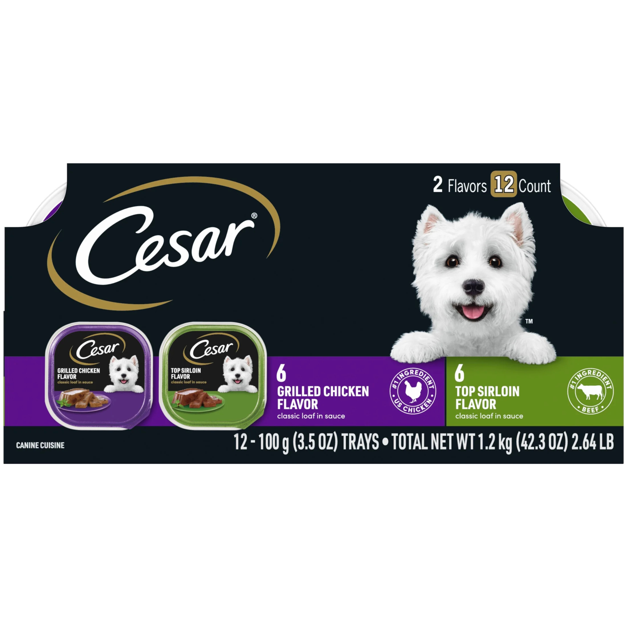 Cesar Classic Loaf In Sauce Wet Dog Food Variety Pack, 3.5 Oz Trays (12 Pack) | Walmart (US)