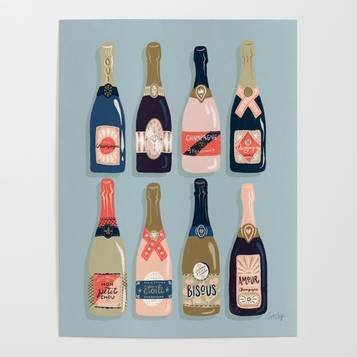 French Champagne Collection – Navy & Coral Poster | Society6