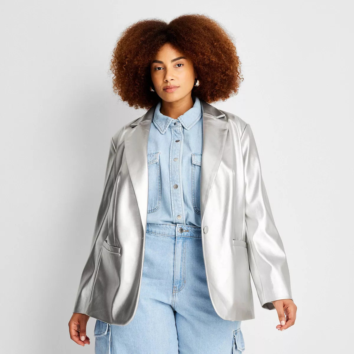 Women's Relaxed Fit Faux Leather Blazer - A New Day™ | Target