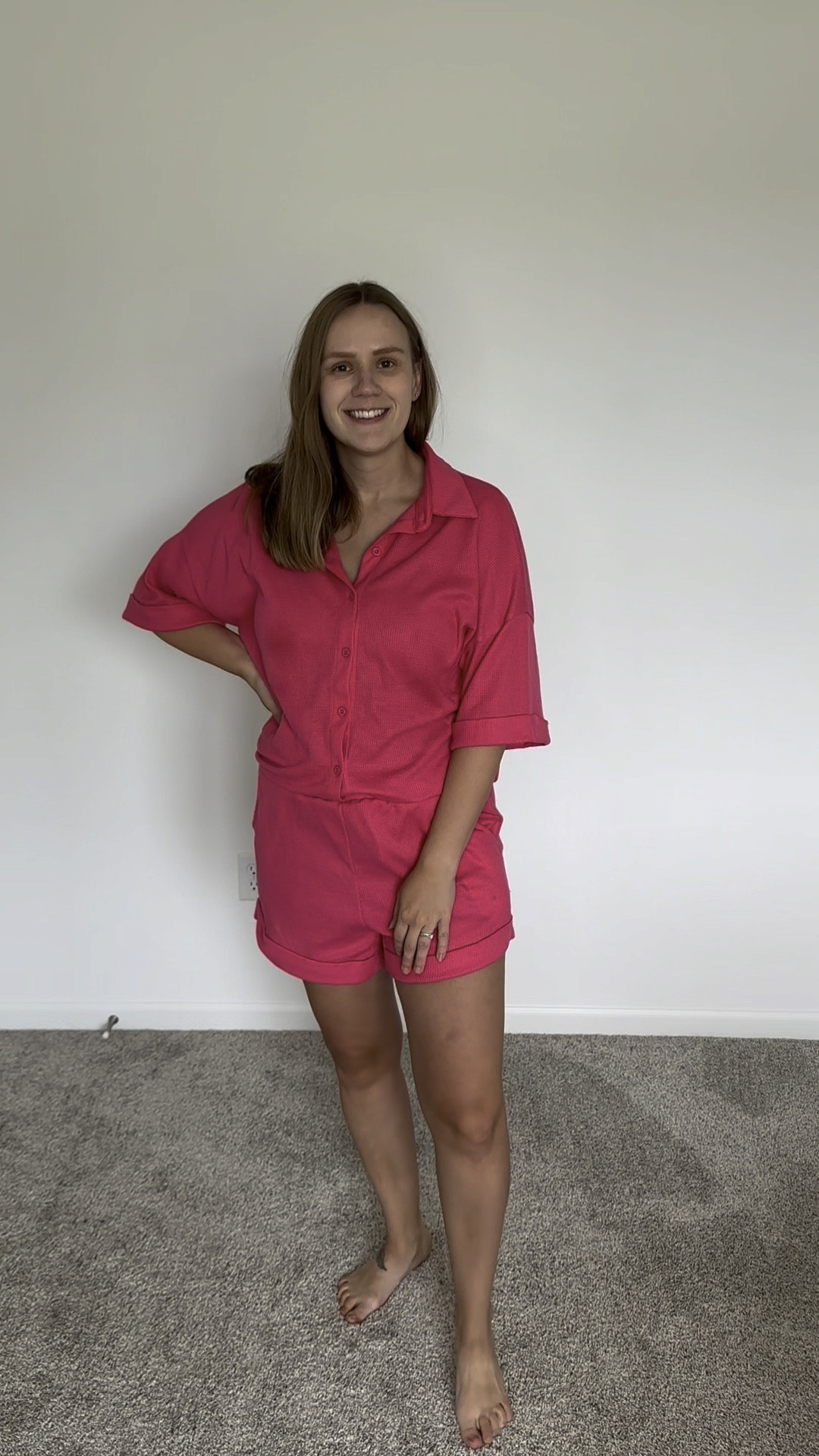 Amazon set I’ve been wearing on repeat since my csection. It’s perfect for postpartum moms! I had the pink one in my hospital bag and realized how comfy it was so I ordered two more colors😂it went comfy over my incision and the buttons make it so much easier for breast feeding and pumping! 
•
•
#amazonfashion #momlife #momoutfits #momstyle #csectionmama #csectionrecovery #comfyoutfit #breastfeedingmom #pumpingmom #hospitalbagessentials 

#LTKBaby #LTKVideo #LTKBump