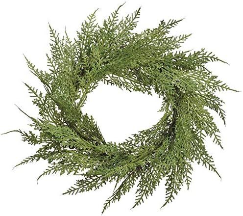 Amazon.com: 12 Inch Artificial Cedar Candle Ring, Small Cedar Window Wreath, Christmas Pillar Can... | Amazon (US)