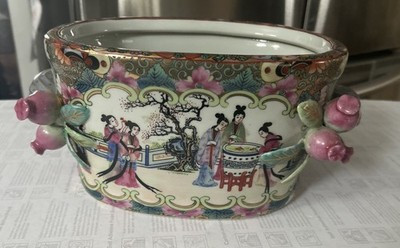 Vintage Chinese Porcelain Asian Foot Bath Planter Pomegranate Handles | eBay US