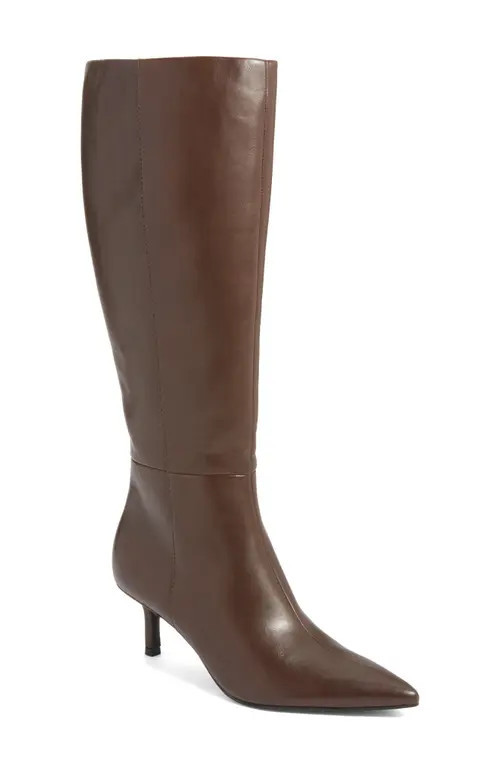 Open Edit Elara Pointed Toe Knee High Boot in Brown Chocolate at Nordstrom, Size 9.5 | Nordstrom