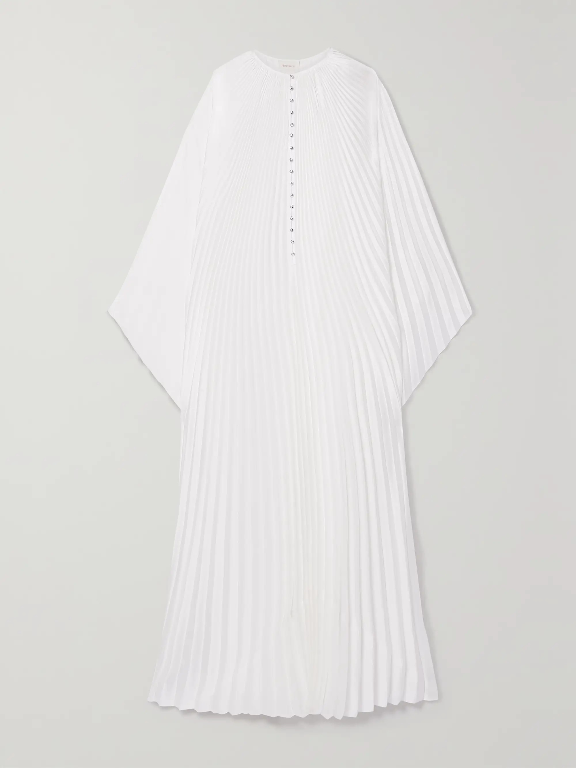 Crystal-embellished plissé-satin maxi dress | NET-A-PORTER (US)