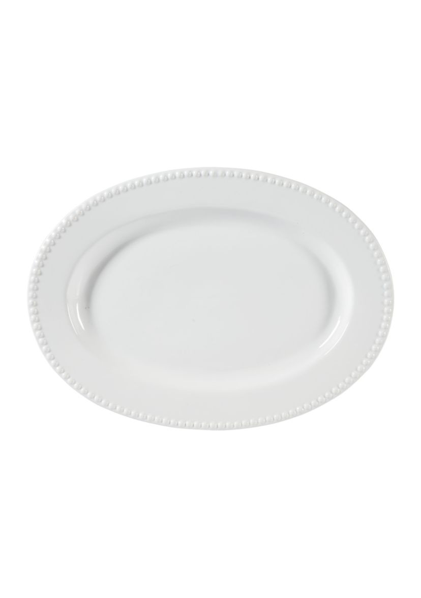 White Beaded Oval Platter | Belk